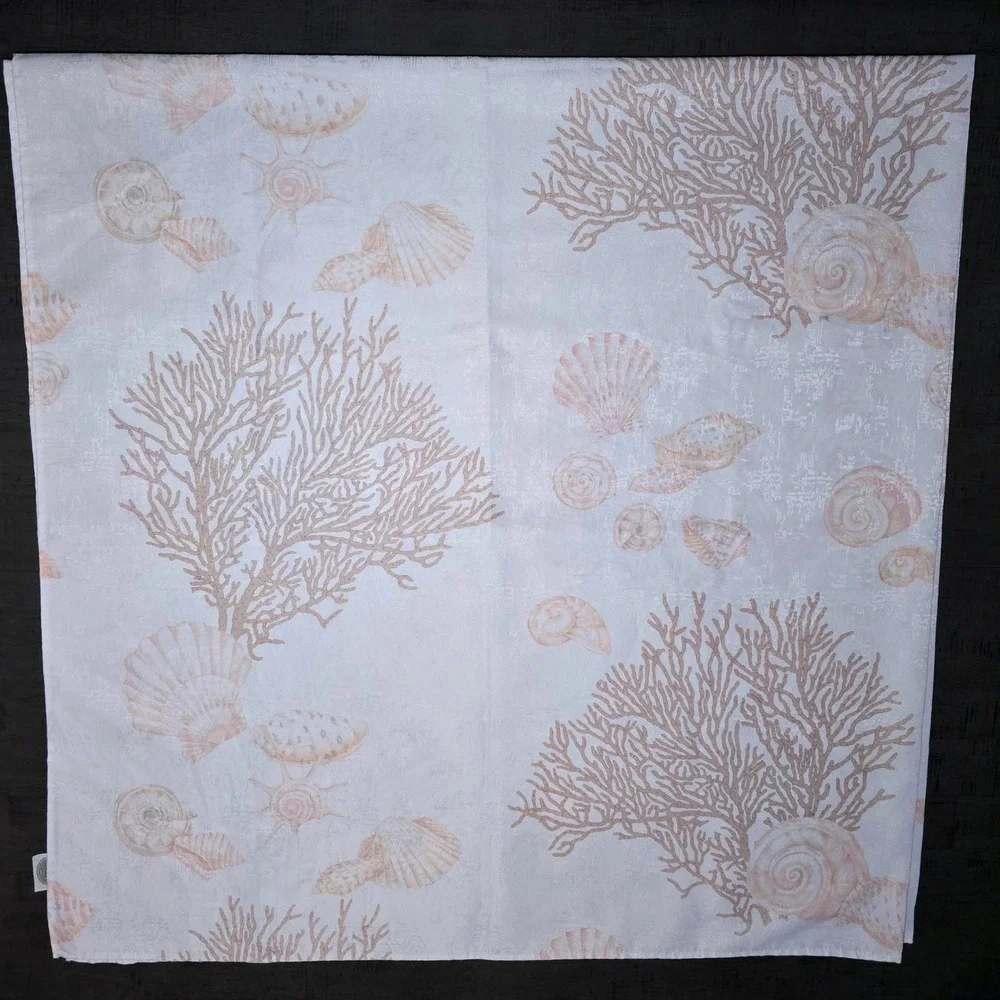 Coastal Coral Seashell Cloth Shower Curtain 69x70 White Peach - Whole Home Brand